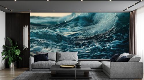 A close-up view of a wave in the ocean. Perfect for ocean-themed designs and projects