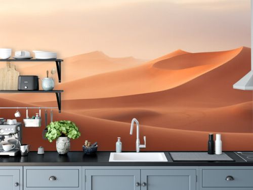 Desert Landscape With Sand Dunes and Mountains