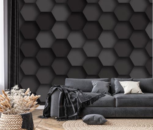 black hexagon pattern. abstract hexagon background texture