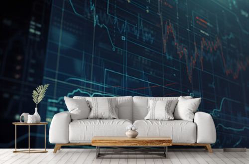 3d rendering of abstract digital background with forex chart. Futuristic HUD design.Analyzing Financial Data on a Digital Interface
