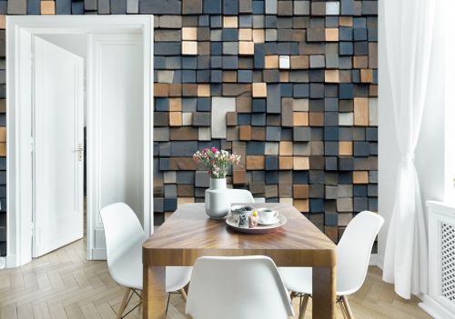 Wooden Block Mosaic Background Texture