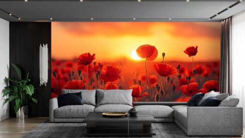 Red Poppies in the Sunset: A Stunning Snap for Your Instagram Feed Generative AI