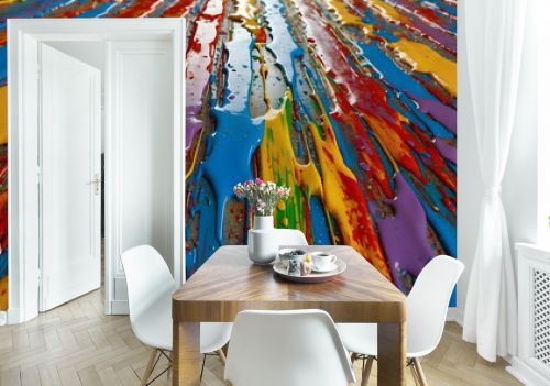 Multi Color Abstract Paint Flow Across a Floor Wall or Table