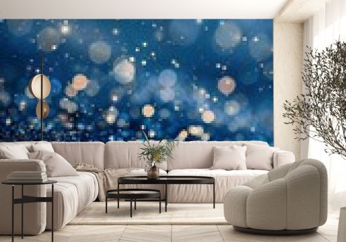 Sparkling stars and glitter on a dark blue background, creating a magical and festive atmosphere.