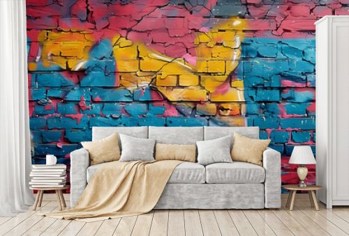 Abstract graffiti painting on concrete wall