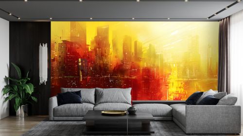 it is a painting of a city in flames