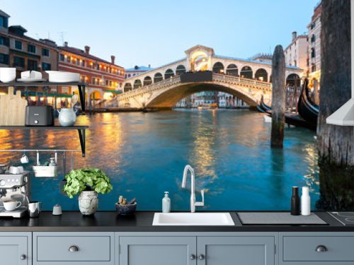 Venice, View of Rialto Bridge.