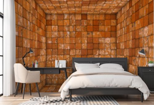 grunge tile mosaic empty space room orange