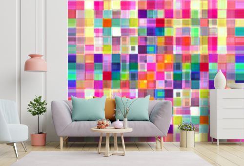 Multicolored small blocks abstract background illustration.
