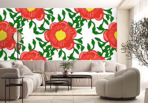 Seamless color pattern with flowers.