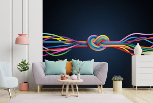 Colorful lines with knot, eps10 vector