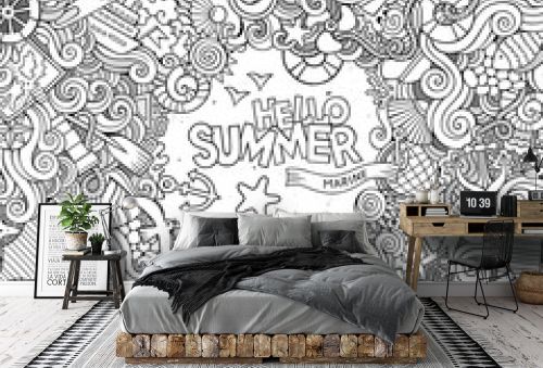 Doodles abstract decorative summer vector frame