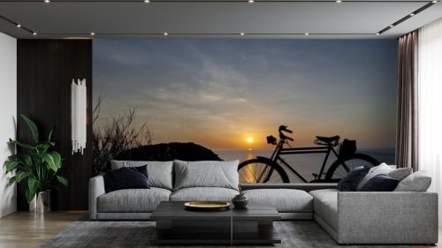 Silhouette Bicycle at sunset background