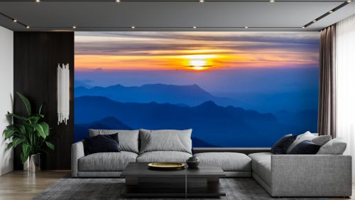 sunrise/sunset in the mountains. panoramic view