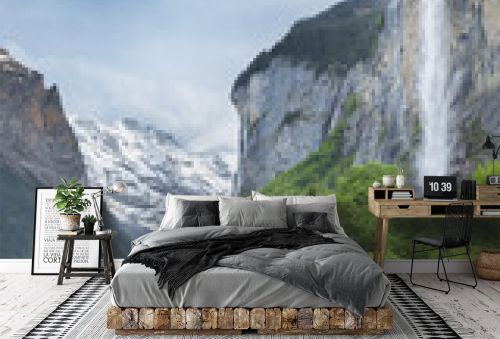 Landscape of Lauterbrunnen valley in Bernese Alps, Switzerland.
