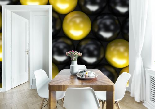 Pattern of black and yellow spheres