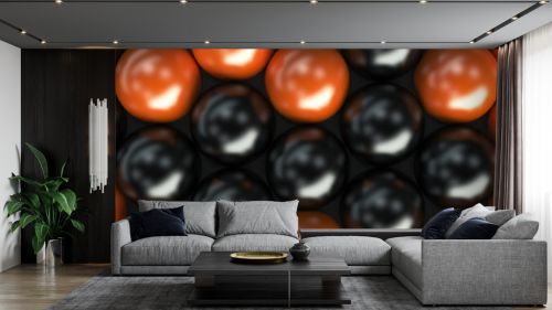 Pattern of black and orange spheres