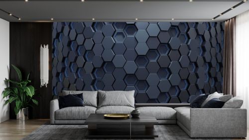 Light blue hexagon abstract background. 3d rendering