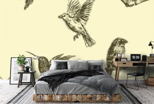 Hummingbird seamless pattern. Hand drawn exotic background.