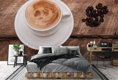 café latté avec grains de café