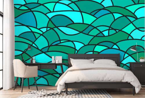 Abstract tile wallpaper of the surface. Wavy background. Mosaic pattern with waves. Multicolored texture. Decorative backdrop