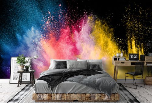 Color Holi Festival. Colourful explosion for Happy Holi powder. Color powder explosion background.