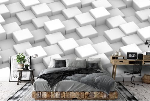 White blocks. Art concept. 3D rendering.