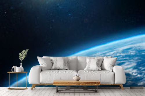 Planet Earth in outer space. Stars and galaxies on background. Nebula. Elements of this image furnished by NASA 