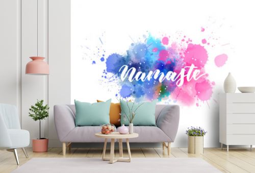 Namaste lettering on watercolor background