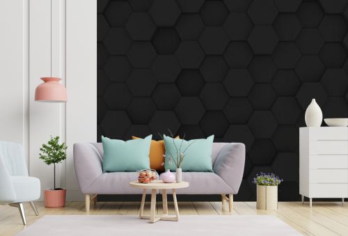 Abstract geometric black background with hexagons