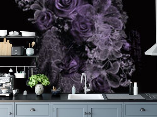 Purple floral design on a black background