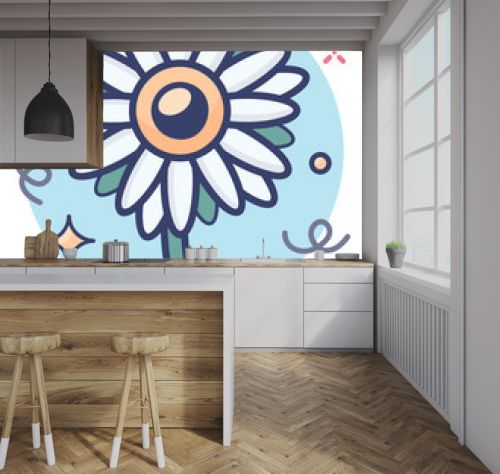  Common spring floral decor, flat style icon of daisy 